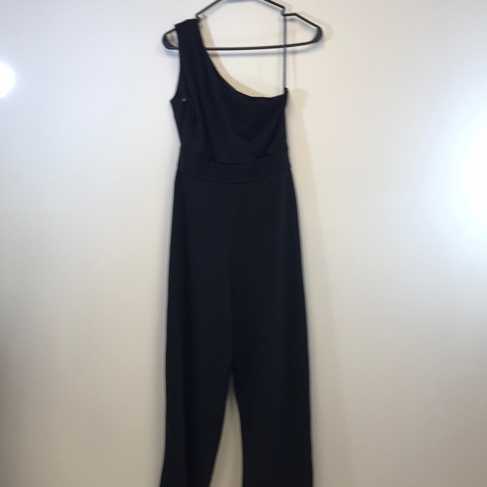 LULUS BEST BUSINESS BLACK ONE SHOULDER JUMPSUIT - Picture 5 of 6